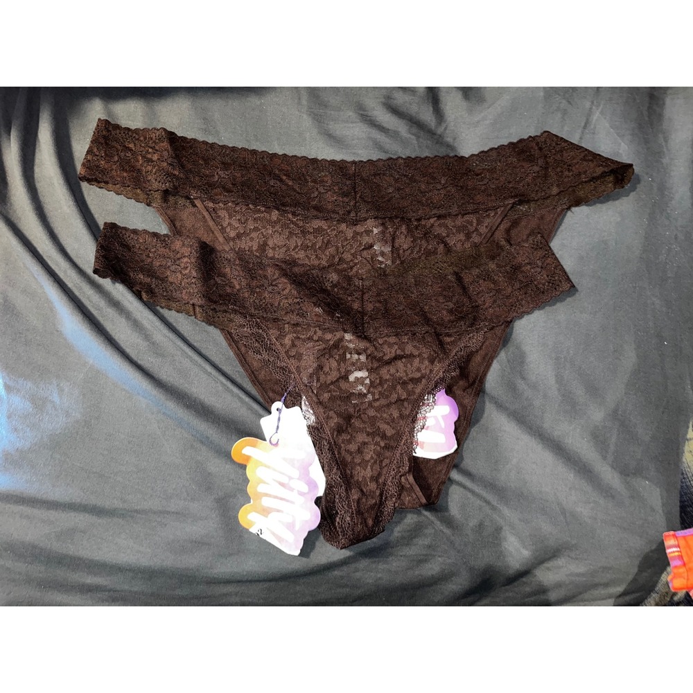 YITTY Womens Lush Lace Bikini and Thong Set Cacao Brown Plus Size 2X NWT